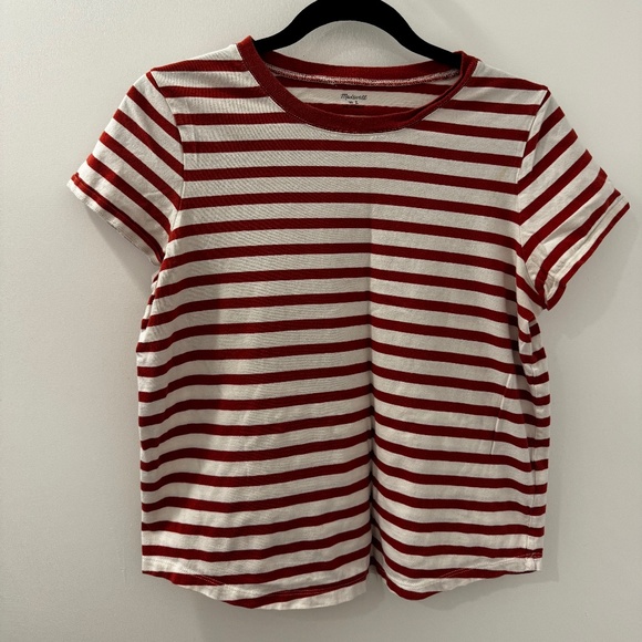Madewell Tops - Madewell Stripped Cotton Short Sleeved T-shirt, Size Large